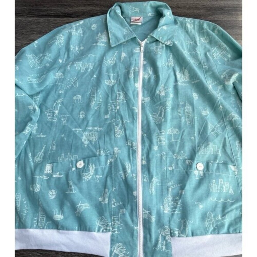 Vintage GW Division of Graff Women’s Zip Jacket City Size Large Blue White USA